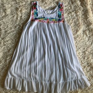 White babydoll dress w/ floral design on top